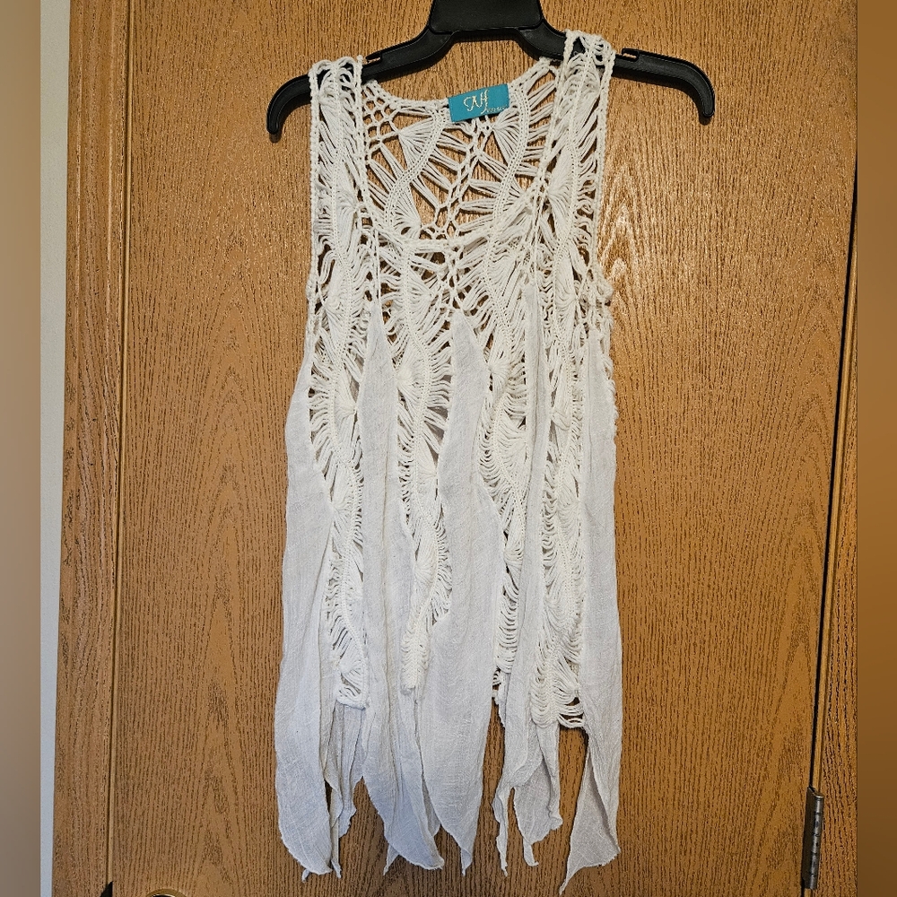 Fairy / Hippy dress white with lace size Medium